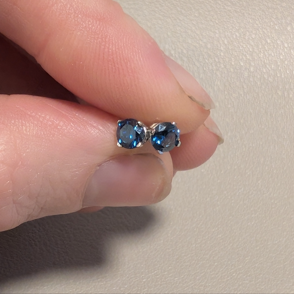 Blue Lab Diamond Gold Earrings